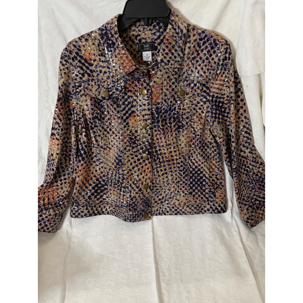 LarkLane WomenY2K Animal PrintMetallicShimmer TruckerJacket MaximalistPartyWear